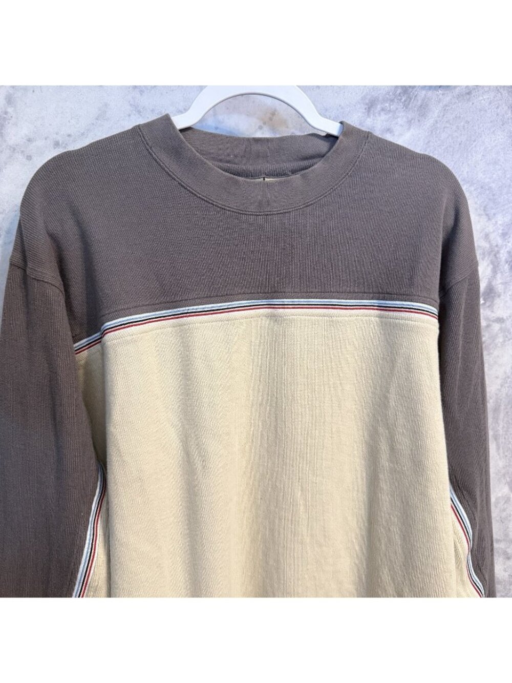 Vintage Y2k DeCoded Ribbed Skate T Shirt Mens XL Colorblock Gray/Cream